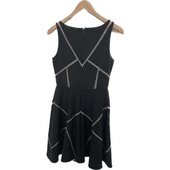 Aidan Mattox Boat Neck Sleeveless Zipper Back Twill & Mesh Dress 2 XS - Picture 3 of 13